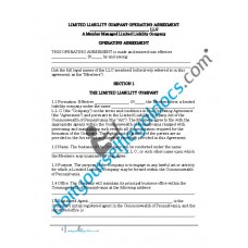Limited Liability Company Operating Agreement (Member Managed) - Pennsylvania